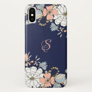 Capa Para iPhone Da Case-Mate Marinho Cor-de-Rosa Azul Floral Personalizado