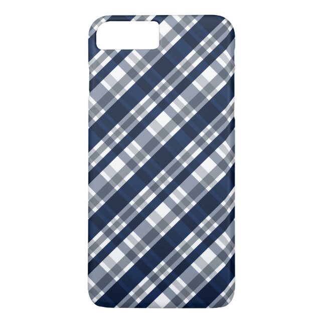 Capa Para iPhone, Case-Mate Marinho de Ventilador Esportivo Xadrez Blue Silver (Verso)