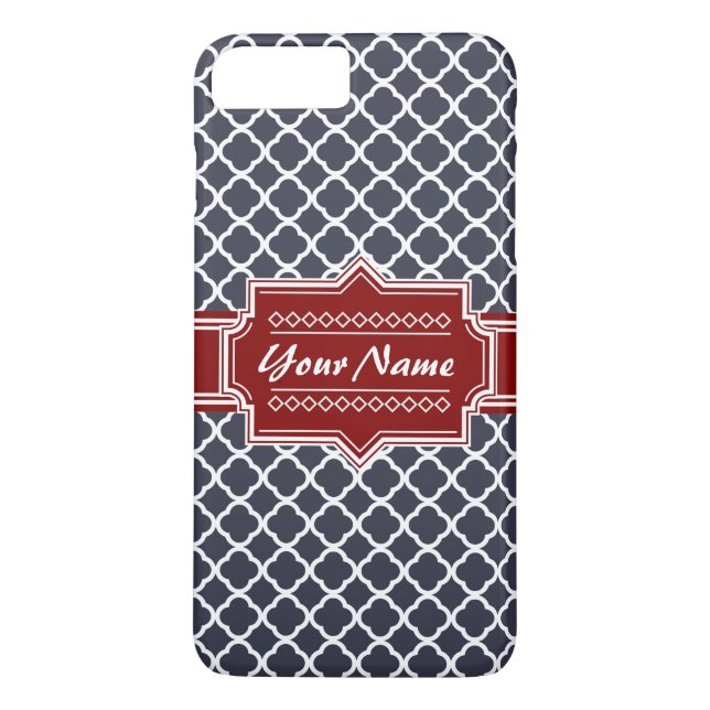 Capa Para iPhone, Case-Mate Marinho e Quatrefoil Vermelho Personalizados (Verso)