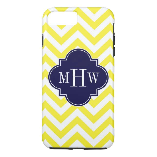 Capa Para iPhone, Case-Mate Marinho Quatrefoil 3 Monograma Lg Amarelo (Verso)
