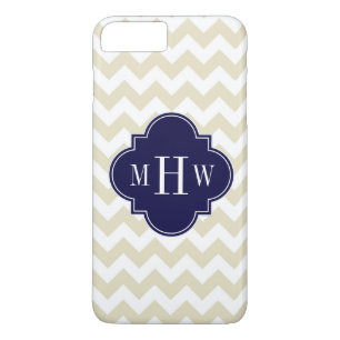 Capa Para iPhone Da Case-Mate Marinho Quatrefoil Branco Beige Chevron 3 Monogram