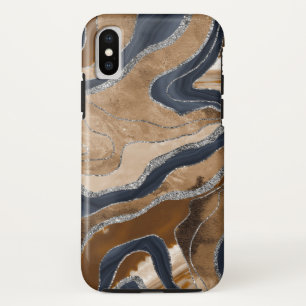 Capa Para iPhone Da Case-Mate Marinho Terrestre Azul Marble Agate Silver Gliter 