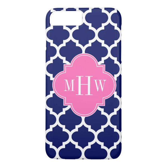 Capa Para iPhone, Case-Mate Marinho Whroc #5 Quente Rosa2 3 Monograma Inicial (Verso)