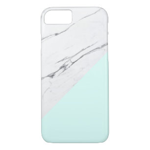 Capa iPhone 8/ 7 Mármore branco ctico moderno com cor de acento aqu