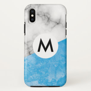 Capa Para iPhone Da Case-Mate mármore com textura azul com monograma