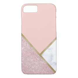 Capa iPhone 8/ 7 Mármore cor-de-rosa geométrico elegante do branco