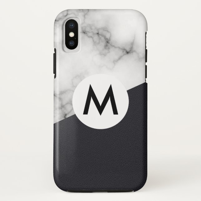 Capa Para iPhone, Case-Mate mármore de couro com monograma (Verso)
