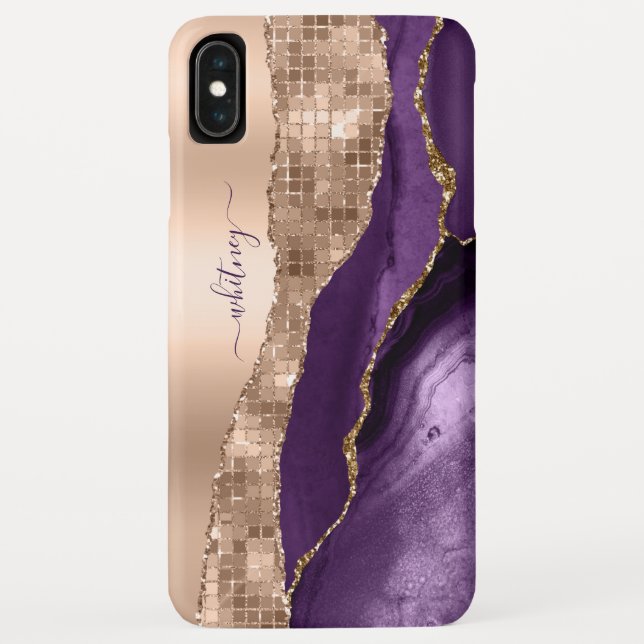 Capa Para iPhone, Case-Mate Mármore líquido Dourado com Rosa púrpura (Verso)