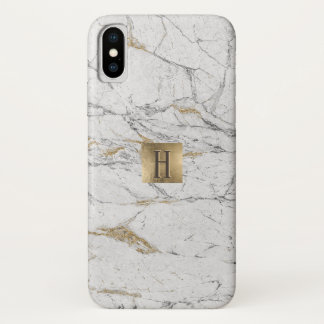 Capa Para iPhone X Mármore na moda do ouro branco da etiqueta Dourado