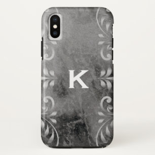 Capa Para iPhone Da Case-Mate mármore preto com teste padrão floral de prata