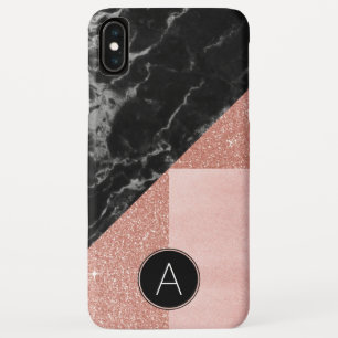 Capa Para iPhone Da Case-Mate Mármore preto do monograma & faísca Dourado