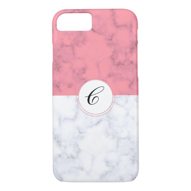 Capa Para iPhone, Case-Mate Mármore Rosa E Branco Com Letra Inicial Personaliz (Verso)