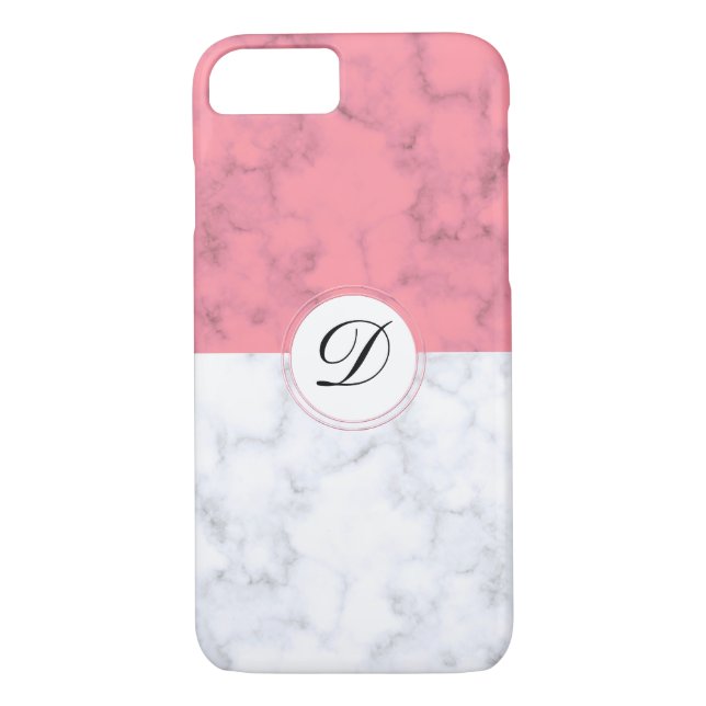 Capa Para iPhone, Case-Mate Mármore Rosa E Branco Com Letra Inicial Personaliz (Verso)