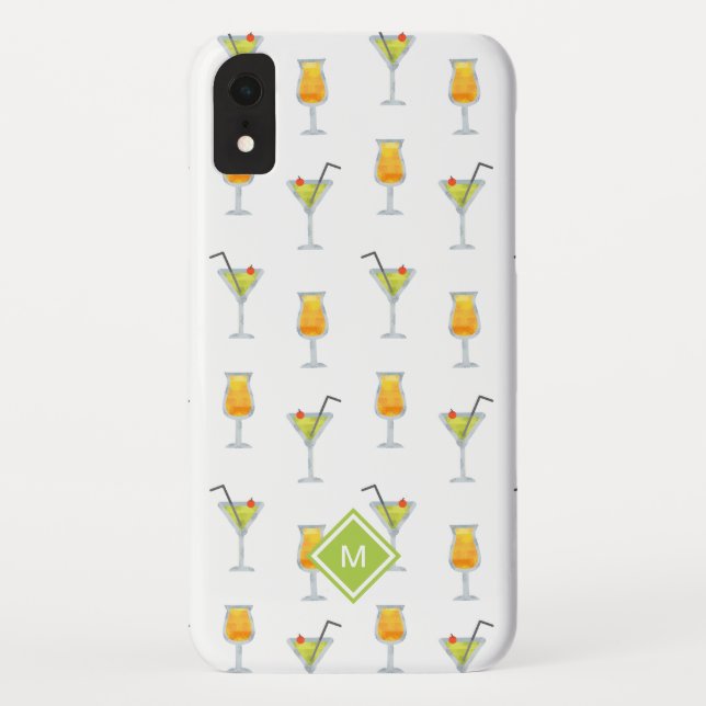 Capa Para iPhone, Case-Mate Martinis e Cocktails Bebem Padrão com Monograma (Verso)