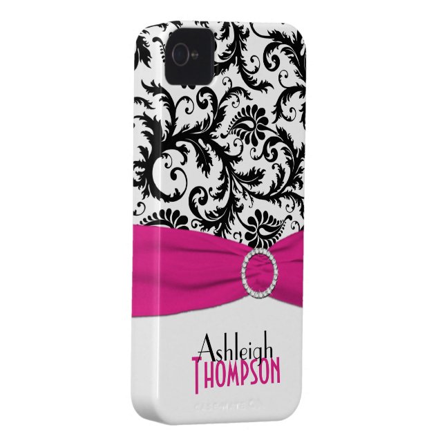 Capa Para iPhone, Case-Mate Máscara rosa personalizada, preta, branco, (Back/Right)