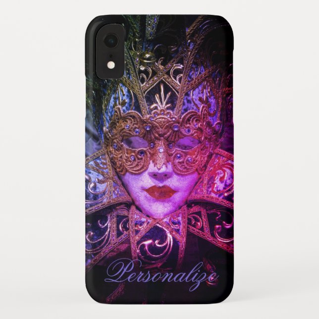 Capa Para iPhone, Case-Mate Mascarada máscara elegante púrpura rosa-preto-góti (Verso)