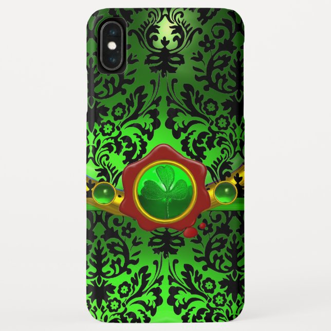 CAPA PARA iPhone, Case-Mate  MASSA VERDE NEGRA,SHAMROCK,MONOGRAMA DE SEAL DE CE (Verso)