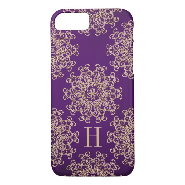 Capa Para iPhone, Case-Mate Medalha Dourada e Roxa Monogramada (Verso)