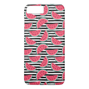 Capa Para iPhone Da Case-Mate Melancia doce sobre padrão preto-e-branco em Stri