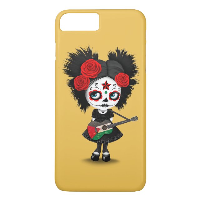 Capa Para iPhone, Case-Mate Menina do crânio do açúcar que joga a guitarra (Verso)