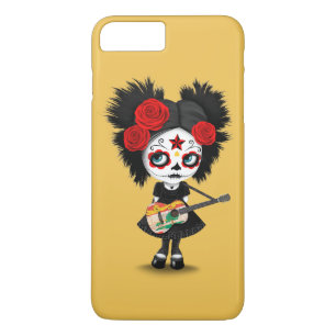 Capa Para iPhone Da Case-Mate Menina do crânio do açúcar que joga a guitarra da