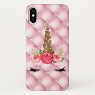 Capa Para iPhone Da Case-Mate Menina Unicórnio Glitter Dourado & Rosas Rosas Ten