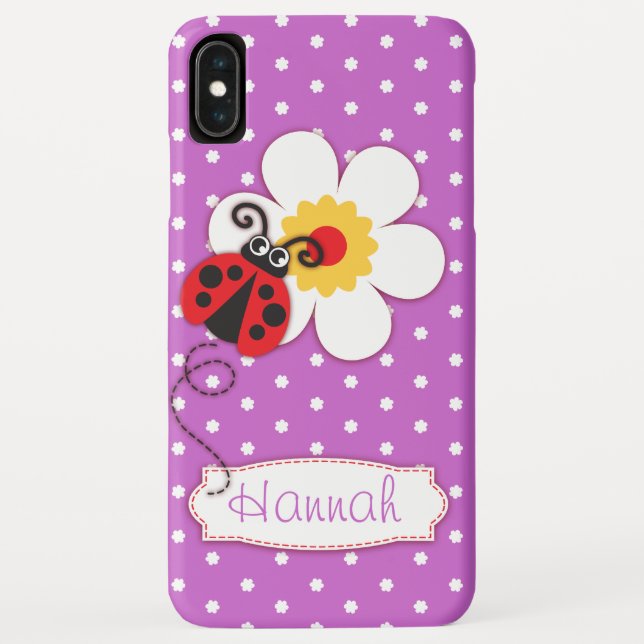 Capa Para iPhone, Case-Mate Meninas bonitas de joaninha dão nomes de roxo (Verso)