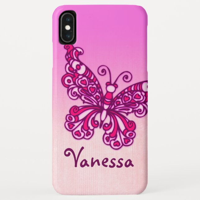 Capa Para iPhone, Case-Mate Meninas chamadas de borboleta rosa púrpura (Verso)