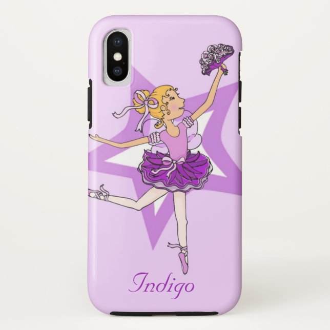 Capa Para iPhone, Case-Mate Meninas chamam bailarina loira, caso roxo loiro (Verso)