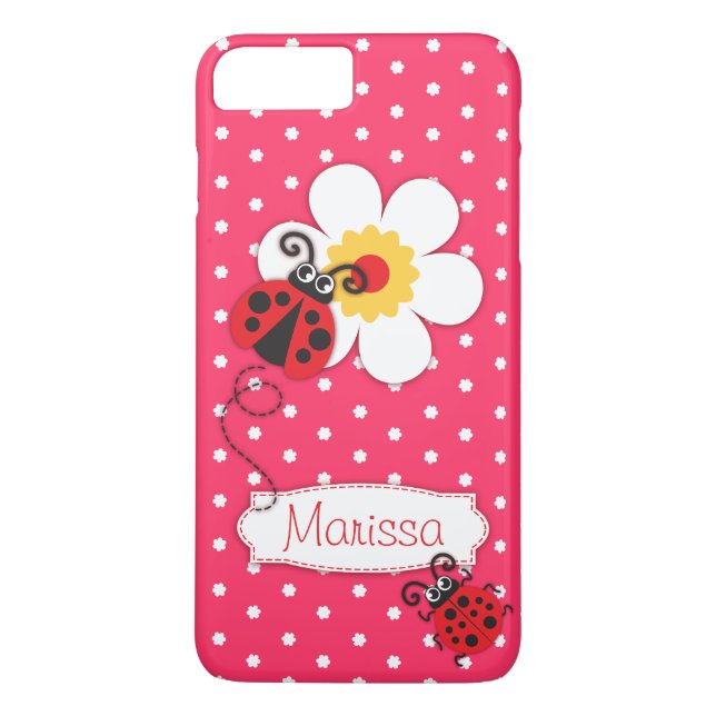 Capa Para iPhone, Case-Mate Meninas de joaninha bonitas dão nome a maleta rosa (Verso)