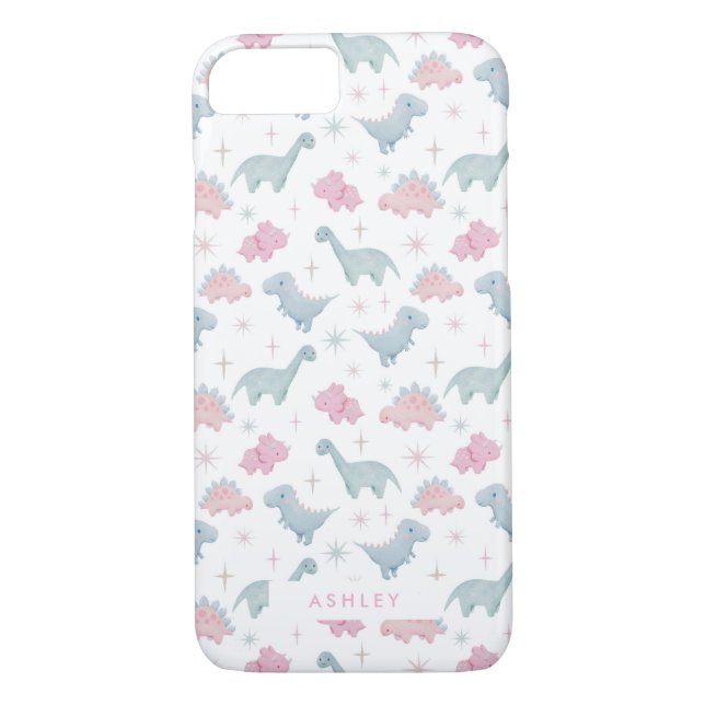 Capa Para iPhone, Case-Mate Meninas de padrão de dinossauro rosa-claro (Verso)