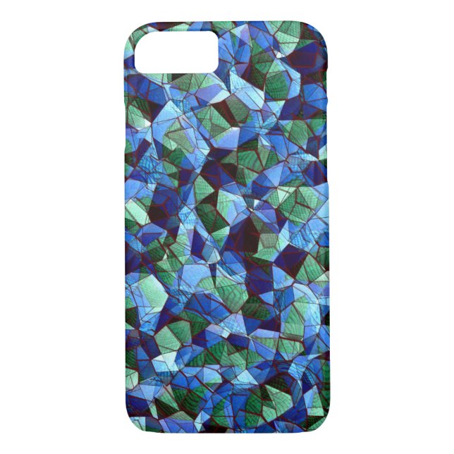Capa Para iPhone, Case-Mate Mensagem de mosaico irregular verde e azul sobrepo (Verso)