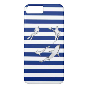 Capa Para iPhone Da Case-Mate Mergulhadores e tubarões em faixas marítimas