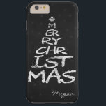 Capa Tough Para iPhone 6 Plus MERRY CHRISTMAS Monograma do quadro de árvore de N<br><div class="desc">Presente de Natal único: NATAL FELIZ em forma de Árvore de Natal, flocos de neve em fundo de quadro negro e fonte de giz bonita, para uma capas de iphone. Use a ferramenta Personalizar para adicionar seu nome/iniciais. No Tipo de dispositivo, você pode escolher capas para outros gadgets. É um...</div>