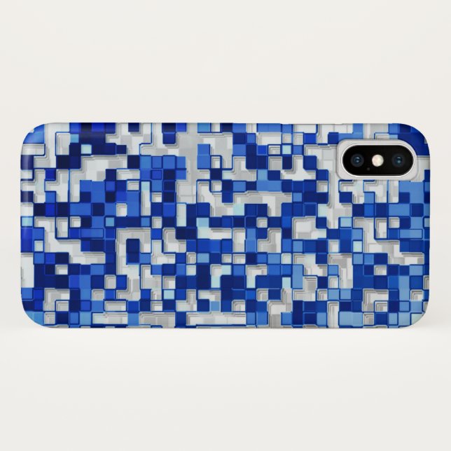 Capa Para iPhone, Case-Mate Mess of small quadrares, tons de azul com branco (Verso (Horizontal))