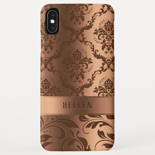 Capa Para iPhone, Case-Mate Metálico - Olhe Cobre Castanho Damasco Girly Desig (Verso)