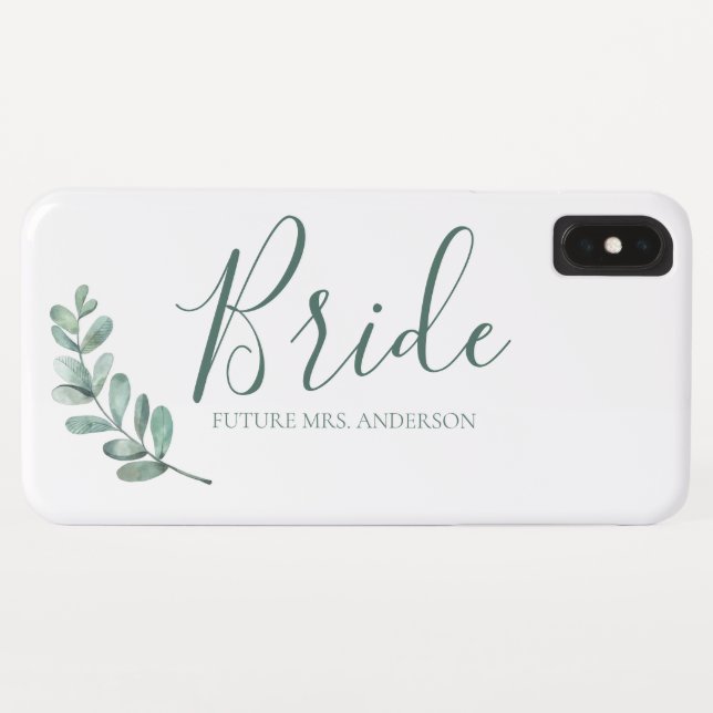 Capa Para iPhone, Case-Mate Mint Botanical Elegant Bride Monograma (Verso (Horizontal))