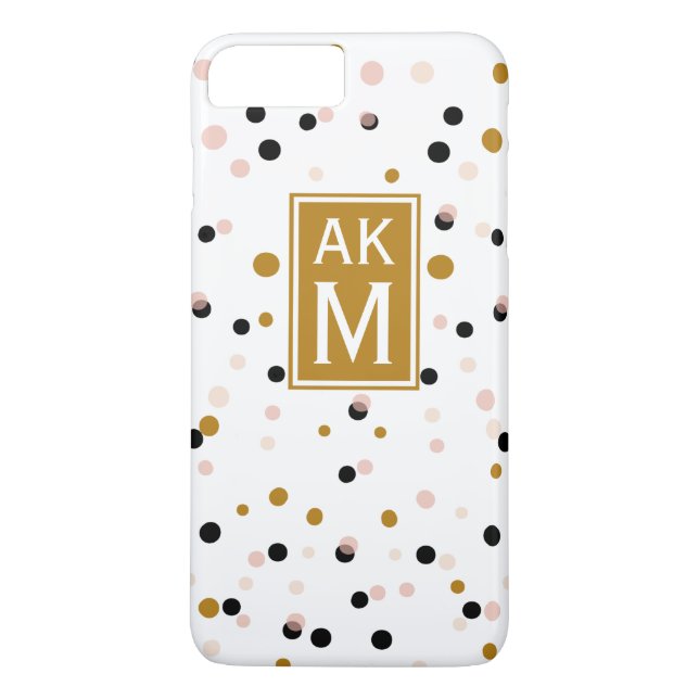 Capa Para iPhone, Case-Mate Minúscula Modern Confetti Dots Monograma iPhone 7  (Verso)