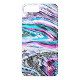 Capa iPhone 8 Plus/7 Plus misto de gradiente e chuviscado, ciano e rosa