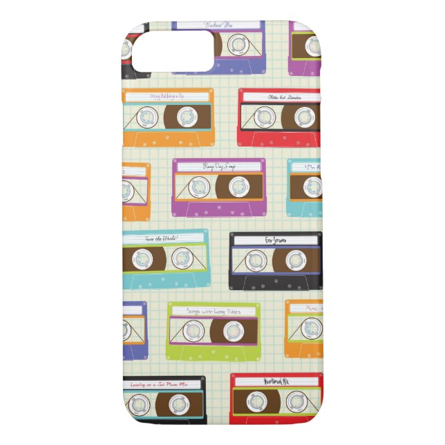 Capa Para iPhone, Case-Mate Mixtapes Indie Retro 80s Cassette Tape Pattern (Verso)