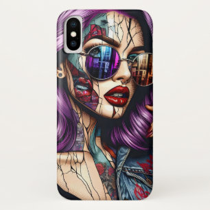 Capa Para iPhone Da Case-Mate Moça Abstrato Bonito Colorida com Cabelo Roxo