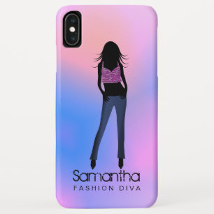 Capa Para iPhone XS Max Moça da Moda Diva Jeans Azuis