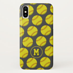 Capa Para iPhone Da Case-Mate moças amarelas softball padrão monograma
