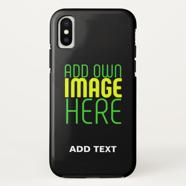CAPA PARA iPhone, Case-Mate  MODELO DE TEXTO DE IMAGEM PRETA SIMPLES EDITÁVEL M (Verso)