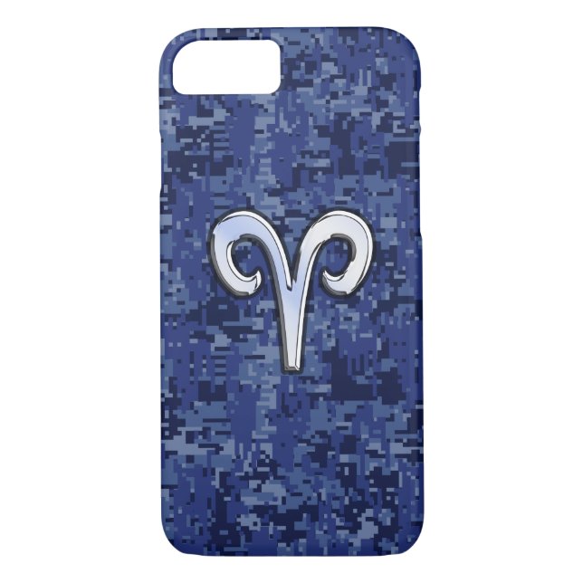 Capa Para iPhone, Case-Mate Modern Aries Zodiac Símbolo Marinho Azul Camo Digi (Verso)