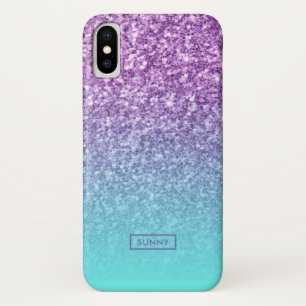 Capa Para iPhone Da Case-Mate Modern Purple Faux Glitter Turquoise Ombre n.o 3