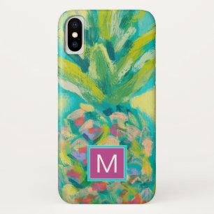Capa Para iPhone X Monograma  Abacaxi tropical