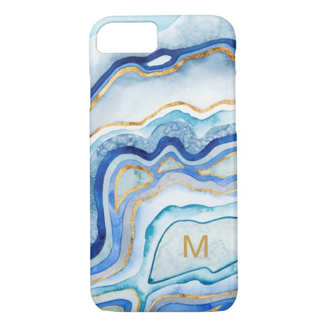 Capa Para iPhone, Case-Mate Monograma | Agato de cobalto II (Verso)