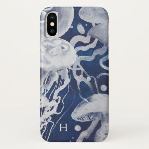 Capa Para iPhone X Monograma Água-viva em Marinho
