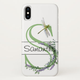 Capa Para iPhone Da Case-Mate Monograma alfabético S Lavanda Eucalyptus Dragonfl